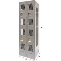 Vented Lockers, 2 -tier, Bank of 2, 24" x 18" x 78", Steel, Grey, Knocked Down, Perforated Seagulf Marine Industries Inc.