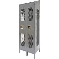 Vented Lockers, Bank of 2, 24" x 18" x 88", Steel, Grey, Knocked Down, Perforated Seagulf Marine Industries Inc.