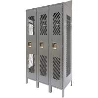 Vented Lockers, Bank of 3, 36 x 18" x 88", Steel, Grey, Knocked Down, Perforated Seagulf Marine Industries Inc.