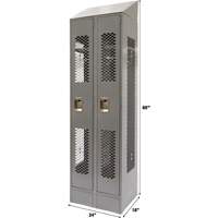 Vented Lockers, Bank of 2, 24" x 18" x 88", Steel, Grey, Knocked Down, Perforated Seagulf Marine Industries Inc.