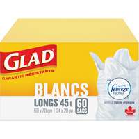 Sacs &agrave; ordures hauts 45 L avec Febreze, R&eacute;gulier, 24" la x 28" lo, Blanc Seagulf Marine Industries Inc.
