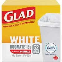 X-Small 15L Roommate Febreze Garbage Bags, Regular, 17" W x 20" L, White Seagulf Marine Industries Inc.