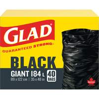 184L Garbage Bags, Regular, 35" W x 48" L, Black Seagulf Marine Industries Inc.