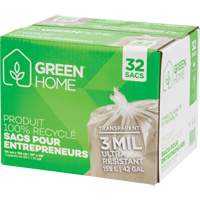 Green Home Garbage Bags, Strong, 33" W x 48" L, 3 mils, Clear, 159 L (42 Gal.) Capacity Seagulf Marine Industries Inc.