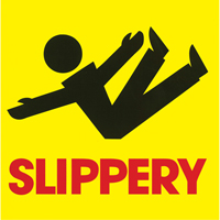 "Slippery" Traffic Cone Message Label, Adhesive, English with Pictogram Seagulf Marine Industries Inc.