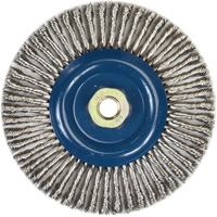 Brosse &agrave; fils nou&eacute;s pour cordons de soudure pour meuleuse angulaire, Dia. 6", Fils 0,02", Arbre 5/8"-11, Acier inoxydable Seagulf Marine Industries Inc.