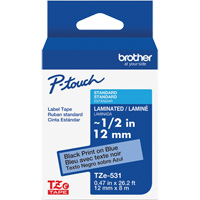 Ruban lamin&eacute; pour P-Touch, 12 mm x 8 m, Noir sur bleu Seagulf Marine Industries Inc.