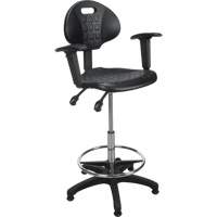 Heavy-Duty Ergonomic Stool with Adjustable Arm Rests, Stationary, Adjustable, 39" - 48", Polyurethane Seat, Black Seagulf Marine Industries Inc.
