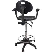 Heavy-Duty Ergonomic Stool with Adjustable Arm Rests, Stationary, Adjustable, 39" - 48", Polyurethane Seat, Black Seagulf Marine Industries Inc.