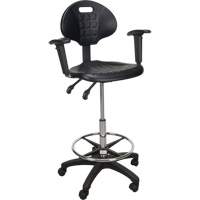 Heavy-Duty Ergonomic Stool with Adjustable Arm Rests & Nylon Stem Casters, Mobile, Adjustable Height, 250 lbs. Capacity Seagulf Marine Industries Inc.