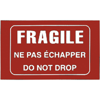 "Fragile" Bilingual Special Handling Labels, 5" L x 3" W, White on Red Seagulf Marine Industries Inc.