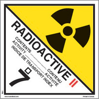 &eacute;tiquettes d'exp&eacute;dition TMD, Classe 7, Radioactif II, Papier Seagulf Marine Industries Inc.