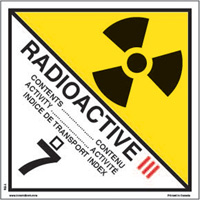 &eacute;tiquettes d'exp&eacute;dition TMD, Classe 7, Radioactif III, Papier Seagulf Marine Industries Inc.
