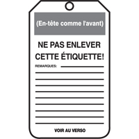&eacute;tiquettes de verrouillage, Papier cartonn&eacute;, 3-1/8" la x 5-7/8" h, Français Seagulf Marine Industries Inc.