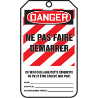 &eacute;tiquettes de verrouillage, Papier cartonn&eacute;, 3-1/8" la x 5-7/8" h, Français Seagulf Marine Industries Inc.