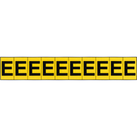 Rep&egrave;res adh&eacute;sifs &agrave; lettres individuelles, E, 1" h, Noir sur jaune Seagulf Marine Industries Inc.