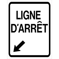"Ligne d'Arr&ecirc;t" Roll-Up Traffic Sign, 23-3/5" x 29-1/2", Vinyl, French with Pictogram Seagulf Marine Industries Inc.