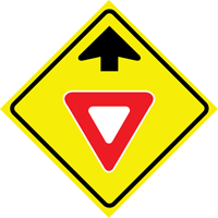 "Yield Ahead" Roll-Up Traffic Sign, 36" x 36", Vinyl, Pictogram Seagulf Marine Industries Inc.