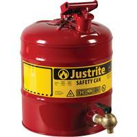 Laboratory Safety Can with Faucet, Type I, Steel, 5 US gal., Red, FM Approved Seagulf Marine Industries Inc.