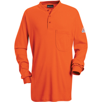 Flame-Resistant Long Sleeve Tagless Henley Shirts, Small, Orange Seagulf Marine Industries Inc.