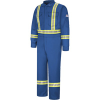 Combinaisons de qualit&eacute; sup&eacute;rieure r&eacute;sistantes aux flammes avec bandes r&eacute;fl&eacute;chissantes, Taille 38, Bleu royal, 12,2 cal/cm² Seagulf Marine Industries Inc.
