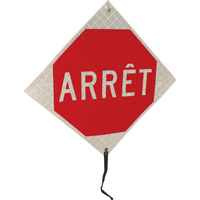 Panneau de circulation enroulable  Arr&ecirc;t , 24" x 24", Vinyle, Français Seagulf Marine Industries Inc.