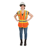Veste d'arpenteur haute visibilit&eacute;, conforme &agrave; la CSA, Orange haute visibilit&eacute;, Moyen, Polyester Seagulf Marine Industries Inc.