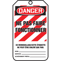 &eacute;tiquettes de verrouillage, Plastique, 3-3/8" la x 5-5/8" h, Français Seagulf Marine Industries Inc.