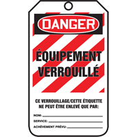&eacute;tiquettes de verrouillage, Papier cartonn&eacute;, 3-3/8" la x 5-7/8" h, Français Seagulf Marine Industries Inc.