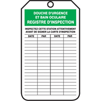 &eacute;tiquettes de s&eacute;curit&eacute; d'inspection et de contr&ocirc;le de l'&eacute;tat de l'&eacute;quipement, Plastique, 3-1/8" la x 5-7/8" h, Français Seagulf Marine Industries Inc.