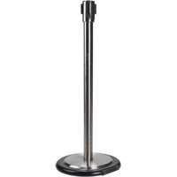 Free-Standing Crowd Control Barrier Receiver Post With Wheels, 35" High, Stainless Seagulf Marine Industries Inc.