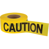 Ruban pour barricade Caution, Anglais, 3" la x 1000' lo, 2 mils, Noir sur jaune Seagulf Marine Industries Inc.