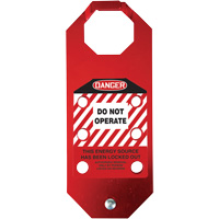 Moraillon de verrouillage pr&eacute;venant l'utilisation conforme aux normes OSHA Danger Stopout Aluma-Tag, Rouge Seagulf Marine Industries Inc.