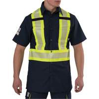 Chemise &agrave; manches courtes haute visibilit&eacute; r&eacute;sistant &agrave; la d&eacute;chirure, Polyester, Petit, Bleu marin Seagulf Marine Industries Inc.