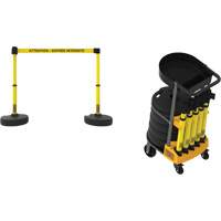 Plus Portable Barrier System Cart Package with Tray, 75' L, Metal/Plastic, Yellow Seagulf Marine Industries Inc.