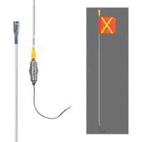 Tiges de s&eacute;curit&eacute; tout-temps de s&eacute;rie lourde avec lumi&egrave;re DEL constante Safety Whip, Fixation Ressort, Hauteur 12', Orange avec X r&eacute;fl&eacute;chissant Seagulf Marine Industries Inc.