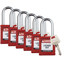 Velocity Lockout Padlocks, Red, Keyed Different, Nylon, 1-1/2" Width Seagulf Marine Industries Inc.