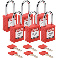 Velocity Lockout Padlocks, Red, Keyed Alike, Nylon, 1-1/2" Width Seagulf Marine Industries Inc.