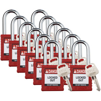 Velocity Lockout Padlocks, Red, Keyed Different, Nylon, 1-1/2" Width Seagulf Marine Industries Inc.
