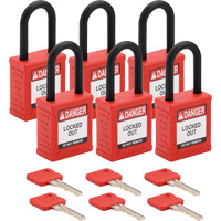 Velocity Lockout Padlocks, Red, Keyed Alike, Nylon, 1-1/2" Width Seagulf Marine Industries Inc.