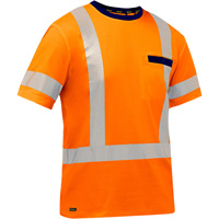 Chemise &agrave; manches courtes et X au dos Bisley, Poly-coton, Petit, Orange haute visibilit&eacute; Seagulf Marine Industries Inc.