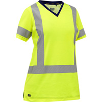 Chemise &agrave; manches courtes et X au dos Bisley pour femmes, Poly-coton, Petit, Jaune lime haute visibilit&eacute; Seagulf Marine Industries Inc.