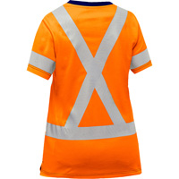 Chemise &agrave; manches courtes et X au dos Bisley pour femmes, Poly-coton, Petit, Orange haute visibilit&eacute; Seagulf Marine Industries Inc.