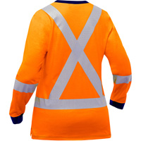 Chemise &agrave; manches longues et X au dos Bisley pour femmes, Poly-coton, Petit, Orange haute visibilit&eacute; Seagulf Marine Industries Inc.