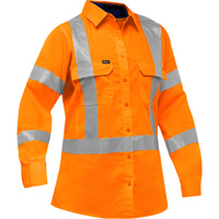 Chemise de travail &agrave; manches longues et X au dos Bisley avec X-Airflow pour femmes, Poly-coton, Petit, Orange haute visibilit&eacute; Seagulf Marine Industries Inc.