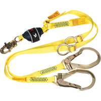 Twin-Leg Tie-Back Web Shock-Absorbing Lanyard, 6', Rebar Hook Center, Snap Hook Leg Ends, Polyester Seagulf Marine Industries Inc.