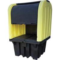 Palette anti-d&eacute;versement jaune &agrave; couvercle rigide roulant, 65" lo x 65" la x 101" h, Capacit&eacute; de charge 5000 lb Seagulf Marine Industries Inc.
