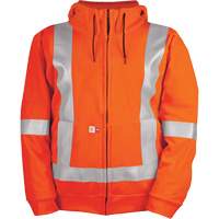 Chandail haute visibilit&eacute; &agrave; fermeture &eacute;clair sur le devant, r&eacute;sistant au vent, avec capuchon amovible, Hommes, Petit, Orange haute visibilit&eacute;, 27,7 cal/cm² Seagulf Marine Industries Inc.