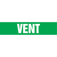 "Vent" Pipe Markers, Self-Adhesive, 4" H x 24" W, White on Green Seagulf Marine Industries Inc.