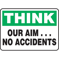 "Our Aim… No Accidents" Sign, 7" x 10", Aluminum, English Seagulf Marine Industries Inc.